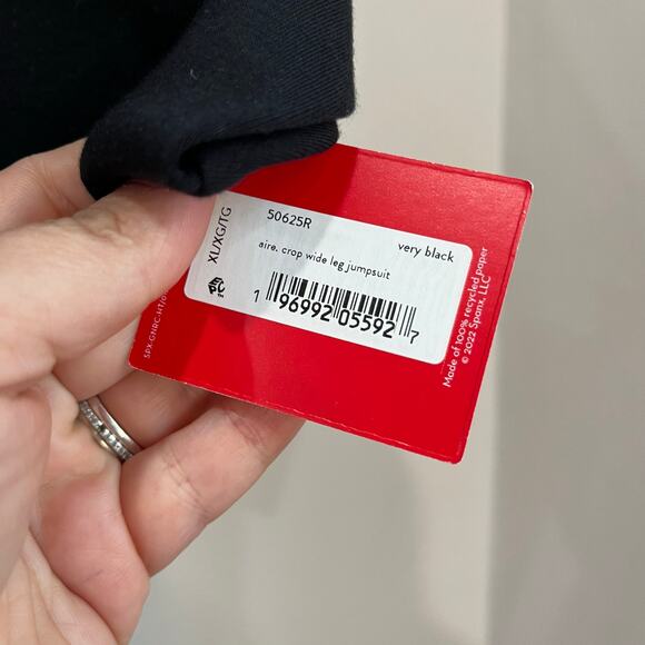 Spanx Aire Crop Wide Leg Jumpsuit XL Black Stretch One Piece Comfortable - Picture 7 of 8